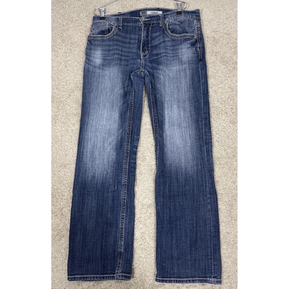 BKE Buckle Mens Jake Straight Leg Jeans Size 33 Whiskering‎ Y2K Cowboy Western